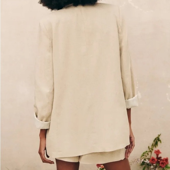 Zara Linen Relaxed Cuff Blazer - Picture 2 of 15